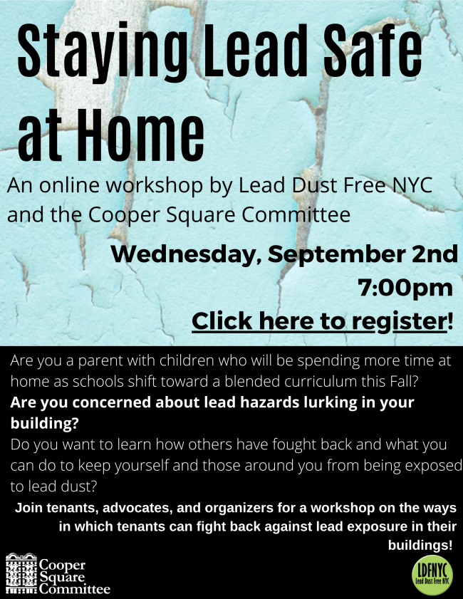 Flyer for Workshop, Registration required at https://bit.ly/LeadSafeAtHome